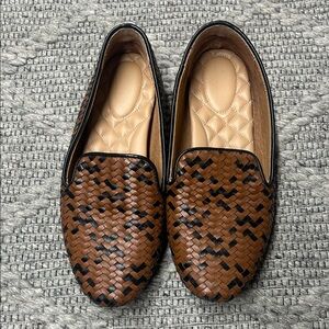 Birdies Brown and Black Woven Loafers
